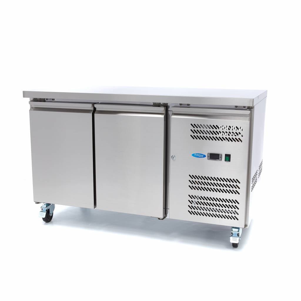 Maxima Counter Fridge 136cm Width on Wheels - 2 Doors - 2 Adjustable Shelves (GN) - RVSVoordeel