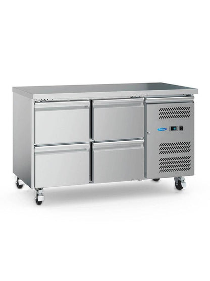 Maxima Counter Fridge 136cm Width on Wheels - 2 Doors - 2 Adjustable Shelves (GN) - RVSVoordeel