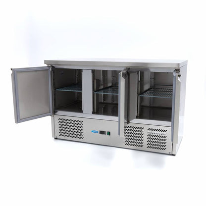 Maxima Counter Fridge 137cm Width - 3 Doors - 3 Adjustable Shelves (GN) - RVSVoordeel