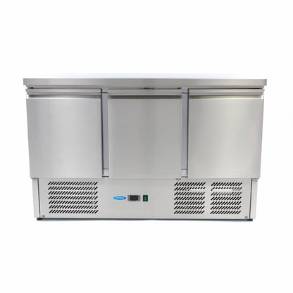 Maxima Counter Fridge 137cm Width - 3 Doors - 3 Adjustable Shelves (GN) - RVSVoordeel