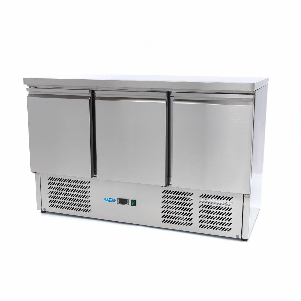 Maxima Counter Fridge 137cm Width - 3 Doors - 3 Adjustable Shelves (GN) - RVSVoordeel