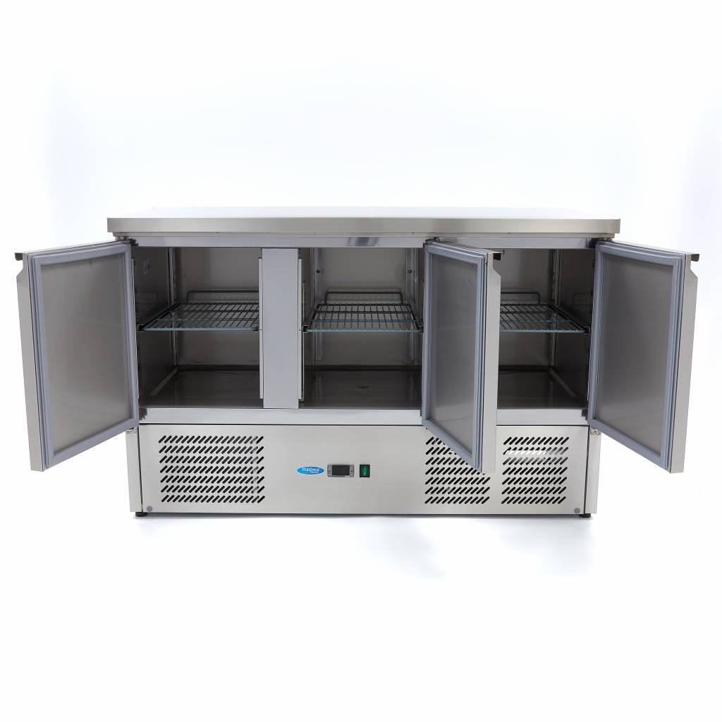 Maxima Counter Fridge 137cm Width - 3 Doors - 3 Adjustable Shelves (GN) - RVSVoordeel