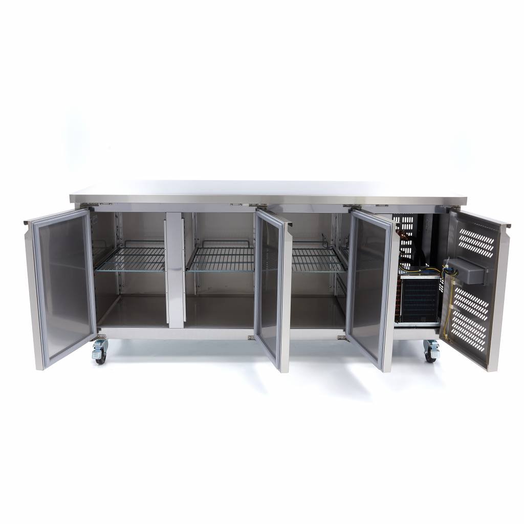 Maxima Counter Fridge 180cm Width on Wheels - 3 Doors - 3 Adjustable Shelves (GN) - RVSVoordeel