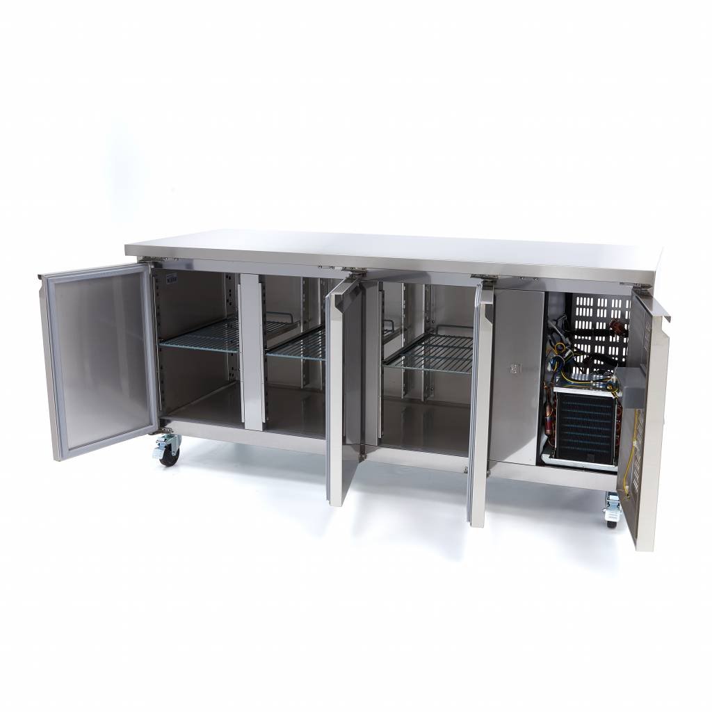 Maxima Counter Fridge 180cm Width on Wheels - 3 Doors - 3 Adjustable Shelves (GN) - RVSVoordeel