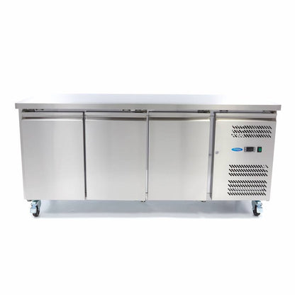 Maxima Counter Fridge 180cm Width on Wheels - 3 Doors - 3 Adjustable Shelves (GN) - RVSVoordeel