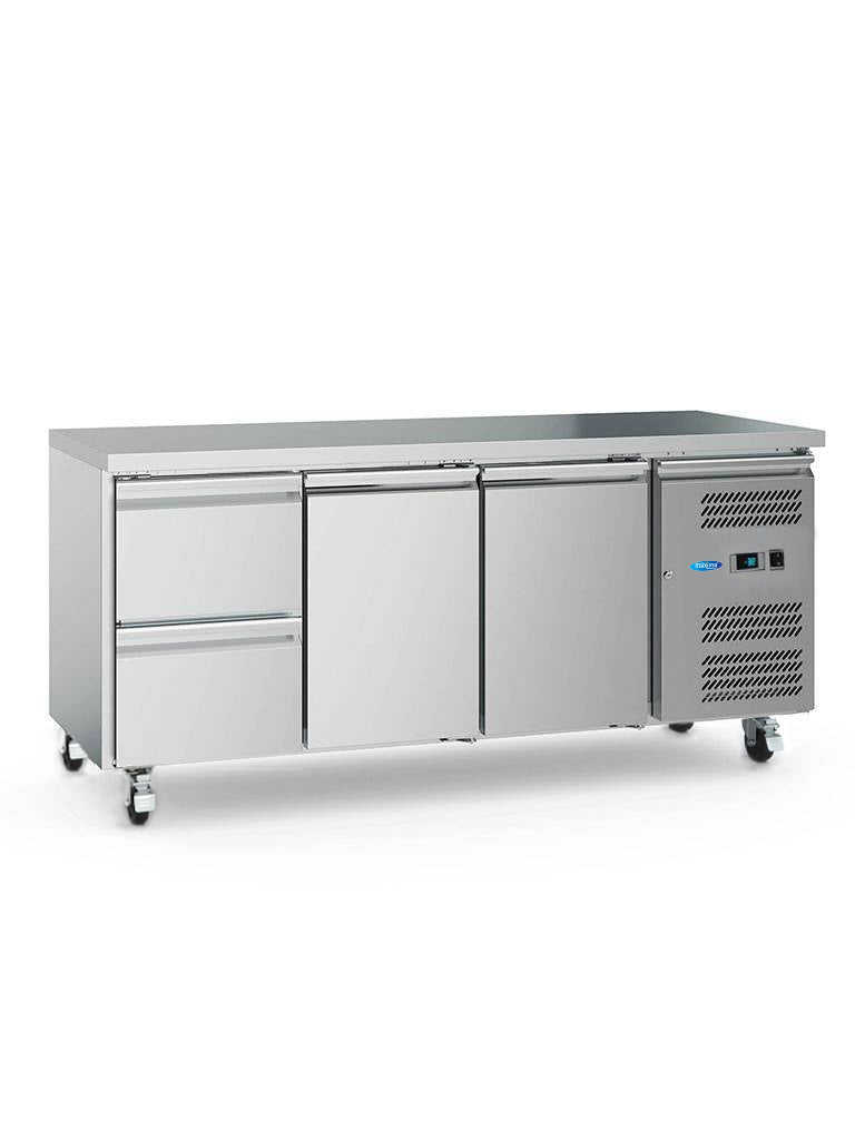 Maxima Counter Fridge 180cm Width on Wheels - 3 Doors - 3 Adjustable Shelves (GN) - RVSVoordeel
