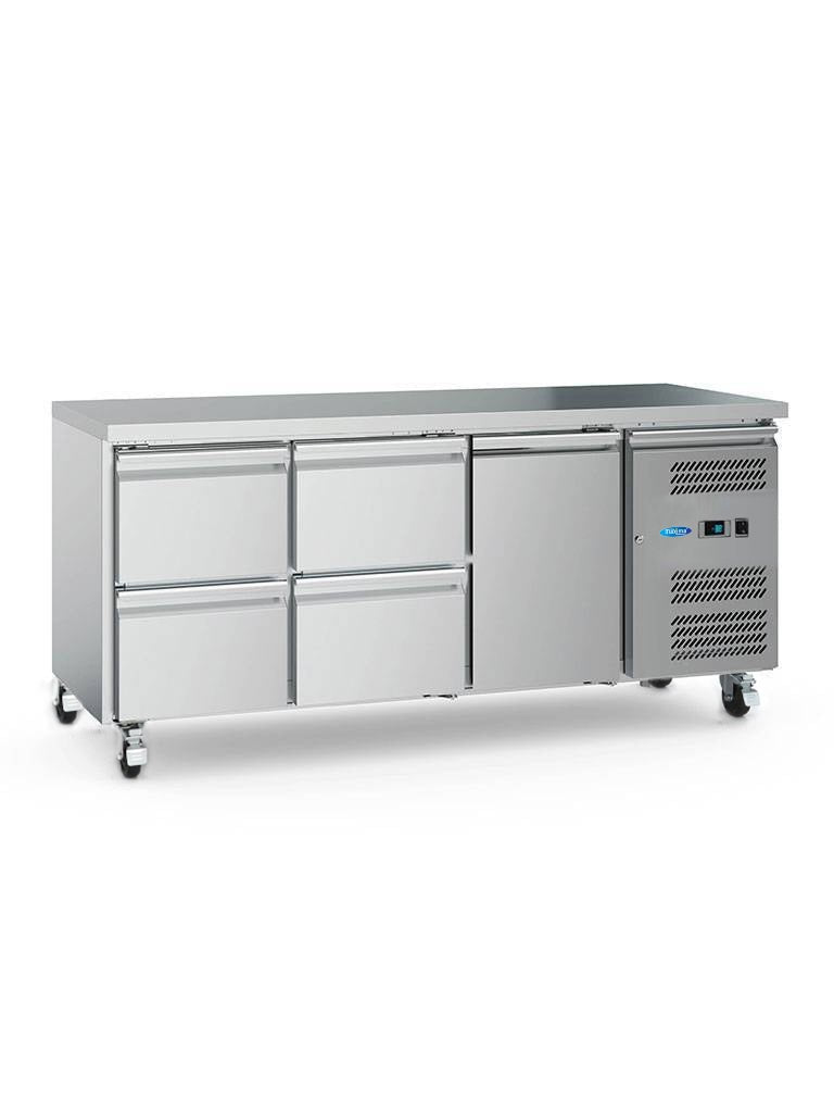 Maxima Counter Fridge 180cm Width on Wheels - 3 Doors - 3 Adjustable Shelves (GN) - RVSVoordeel