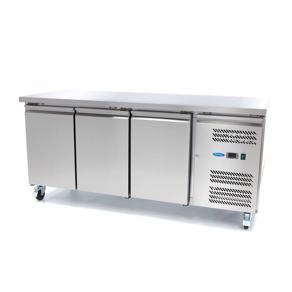 Maxima Counter Fridge 180cm Width on Wheels - 3 Doors - 3 Adjustable Shelves (GN) - RVSVoordeel
