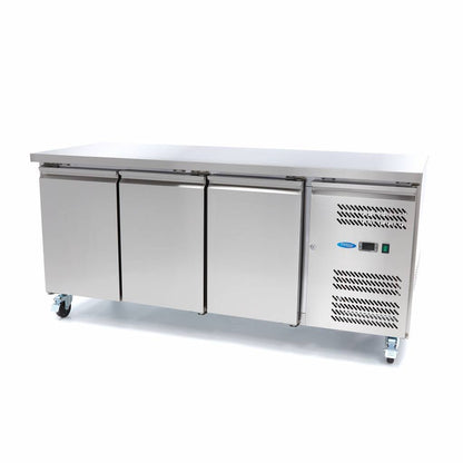 Maxima Counter Fridge 180cm Width on Wheels - 3 Doors - 3 Adjustable Shelves (GN) - RVSVoordeel