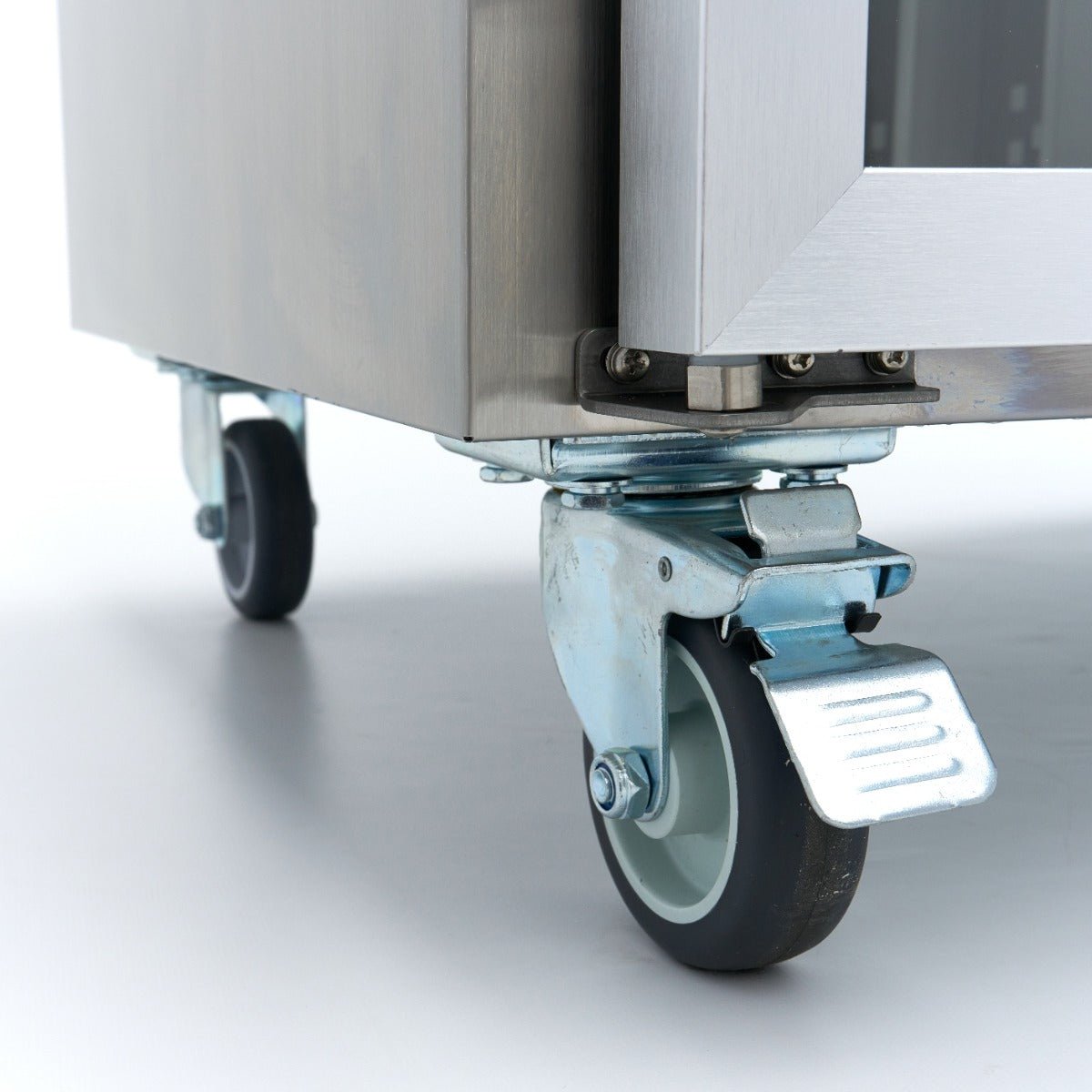 Maxima Counter Fridge 180cm Width on Wheels - 3 Glass Doors - 3 Adjustable Shelves (GN) - RVSVoordeel