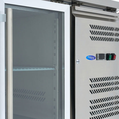 Maxima Counter Fridge 180cm Width on Wheels - 3 Glass Doors - 3 Adjustable Shelves (GN) - RVSVoordeel