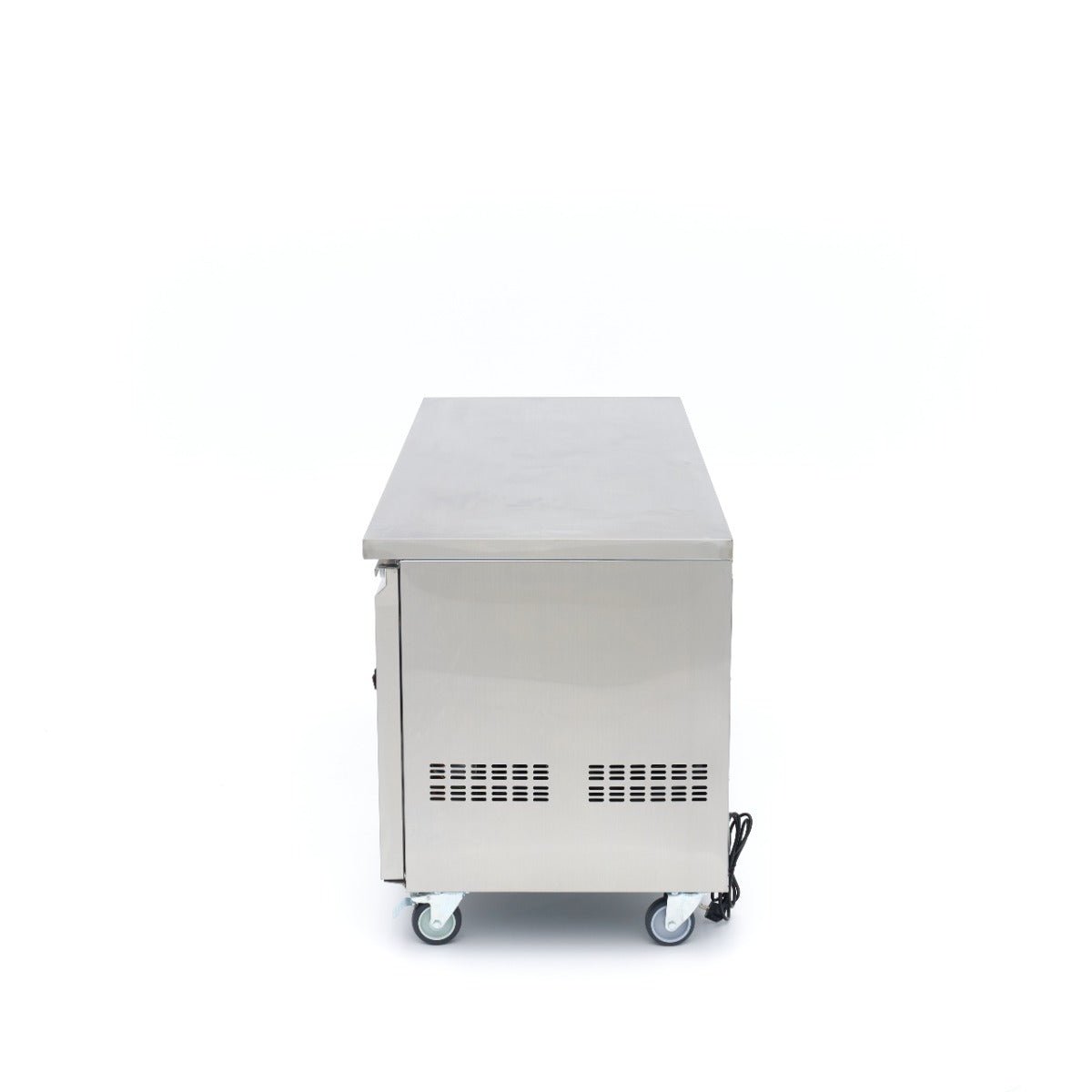 Maxima Counter Fridge 180cm Width on Wheels - 3 Glass Doors - 3 Adjustable Shelves (GN) - RVSVoordeel