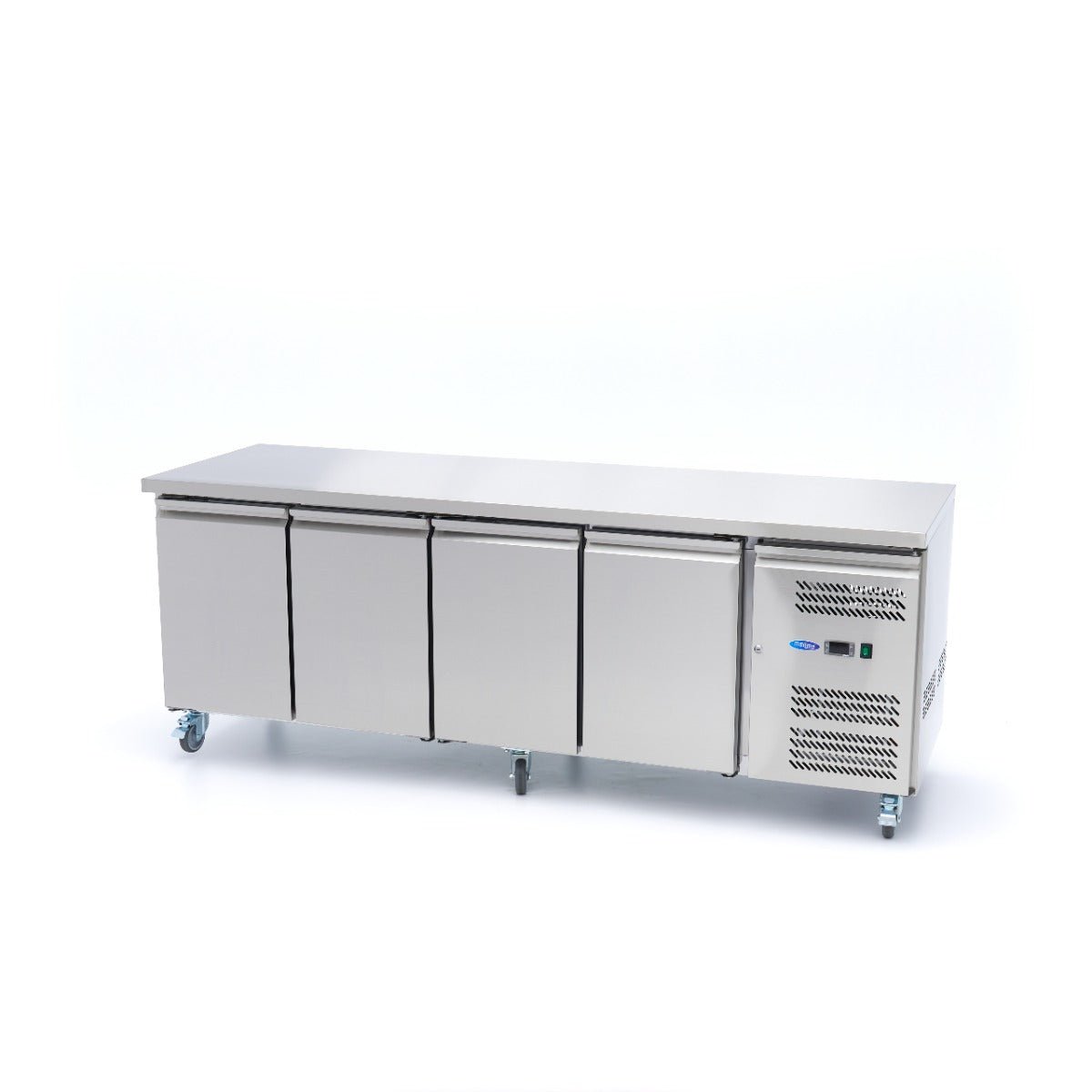 Maxima Counter Fridge 223cm Width on Wheels - 4 Doors - 4 Adjustable Shelves (GN) - RVSVoordeel