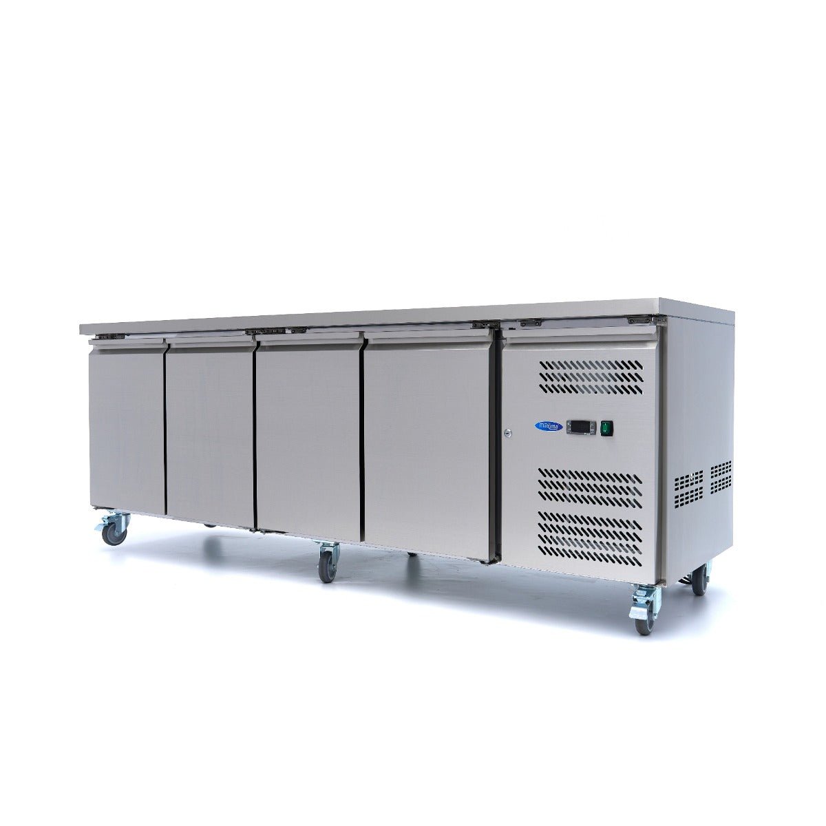 Maxima Counter Fridge 223cm Width on Wheels - 4 Doors - 4 Adjustable Shelves (GN) - RVSVoordeel