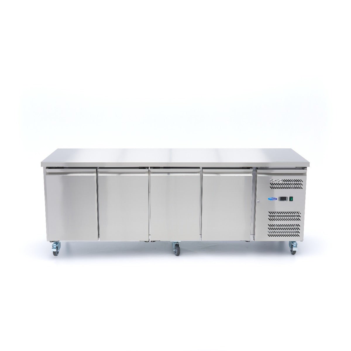 Maxima Counter Fridge 223cm Width on Wheels - 4 Doors - 4 Adjustable Shelves (GN) - RVSVoordeel