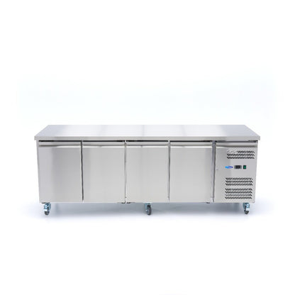 Maxima Counter Fridge 223cm Width on Wheels - 4 Doors - 4 Adjustable Shelves (GN) - RVSVoordeel