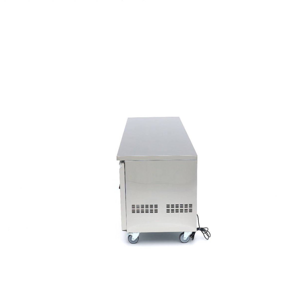 Maxima Counter Fridge 223cm Width on Wheels - 4 Glass Doors - 4 Adjustable Shelves (GN) - RVSVoordeel