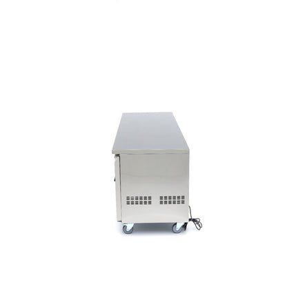 Maxima Counter Fridge 223cm Width on Wheels - 4 Glass Doors - 4 Adjustable Shelves (GN) - RVSVoordeel