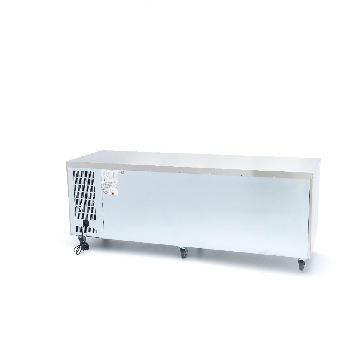 Maxima Counter Fridge 223cm Width on Wheels - 4 Glass Doors - 4 Adjustable Shelves (GN) - RVSVoordeel