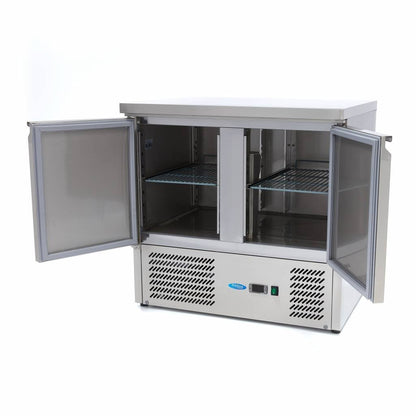 Maxima Counter Fridge 90cm Width - 2 Doors - 2 Adjustable Shelves (GN) - RVSVoordeel