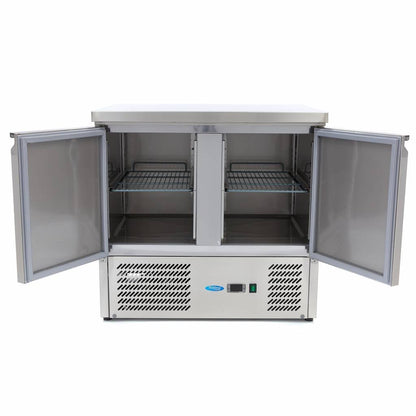Maxima Counter Fridge 90cm Width - 2 Doors - 2 Adjustable Shelves (GN) - RVSVoordeel
