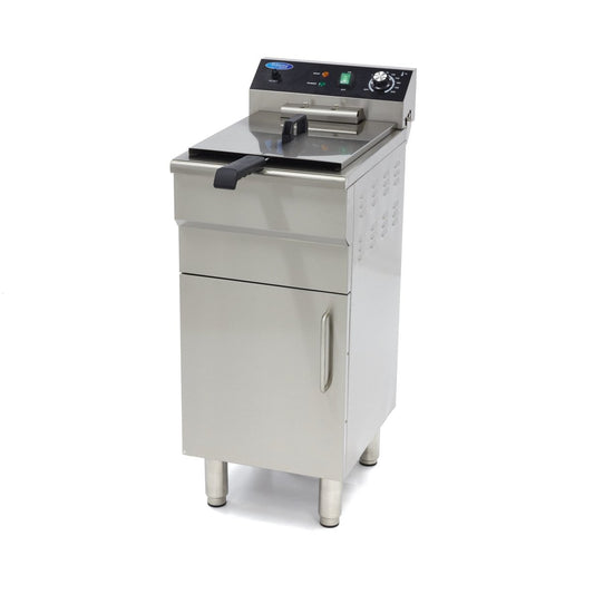 Maxima Deep Fryer - 16L - 1 Basket - with Drain Tap and Stand - 400V - RVSVoordeel