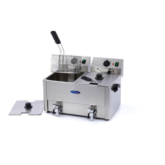Maxima Deep Fryer - 2 x 8L - 2 Baskets - with Drain Tap - RVSVoordeel