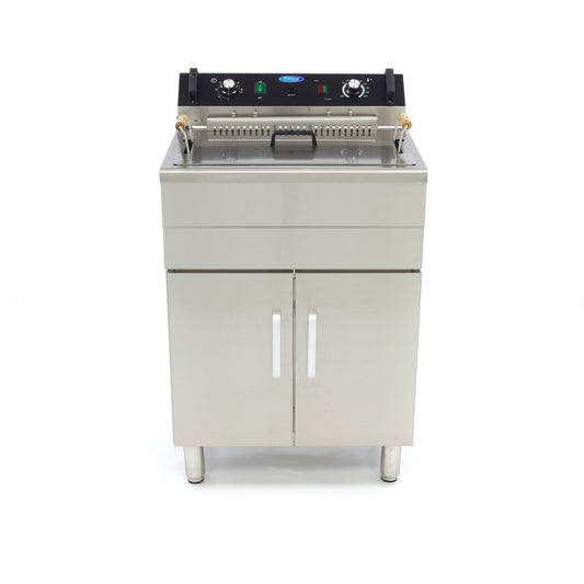 Maxima Deep Fryer - 30L - 1 Basket - with Drain Tap and Stand - 400V - RVSVoordeel