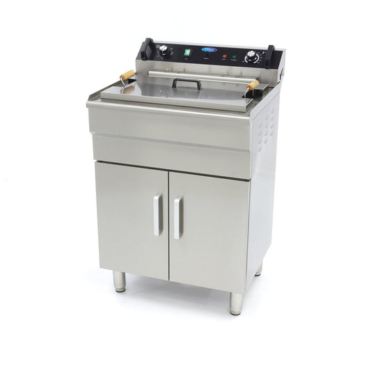 Maxima Deep Fryer - 35L - 1 Basket - with Drain Tap - 400V - RVSVoordeel
