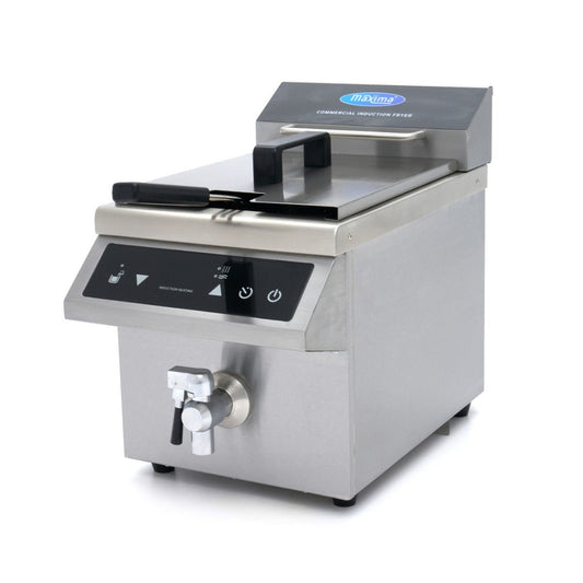 Maxima Deep Fryer - 8L - 1 Basket - Induction - with Drain Tap - RVSVoordeel