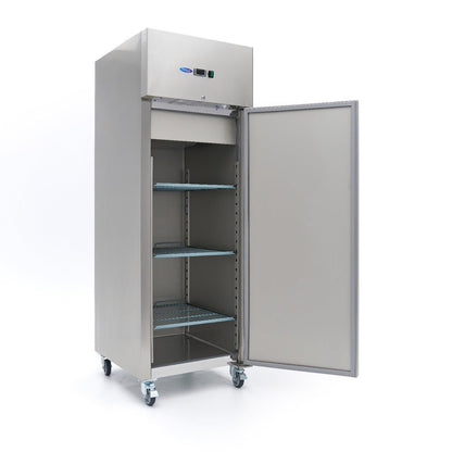 Maxima Freezer 400L on Wheels - 3 Adjustable Shelves - Stainless Steel - RVSVoordeel