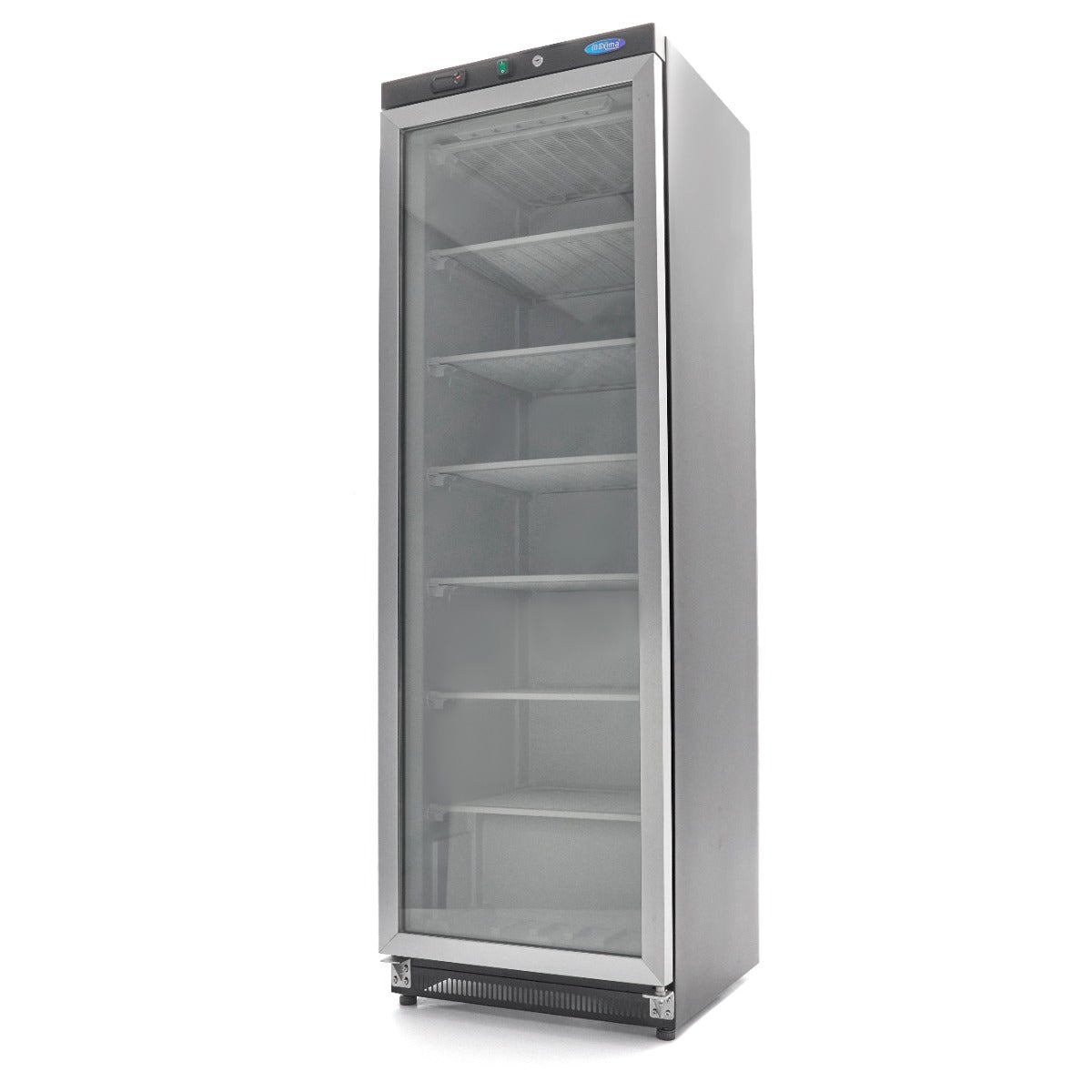 Maxima Freezer 400L with Glass Door - 6 Fixed Shelves - Black - RVSVoordeel