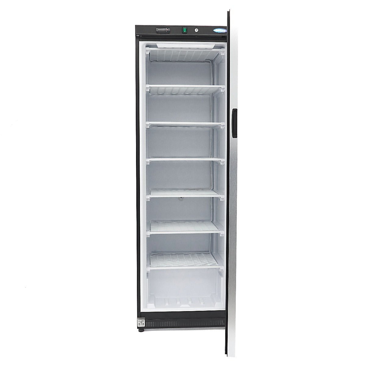 Maxima Freezer 400L with Glass Door - 6 Fixed Shelves - Black - RVSVoordeel
