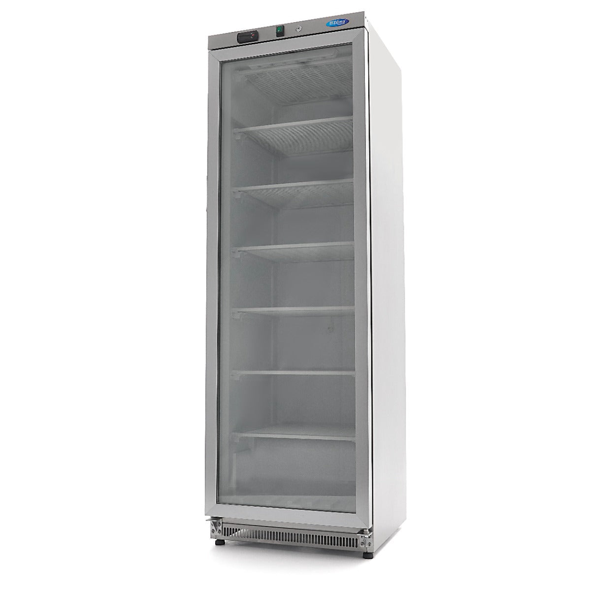 Maxima Freezer 400L with Glass Door - 6 Fixed Shelves - Stainless Steel - RVSVoordeel
