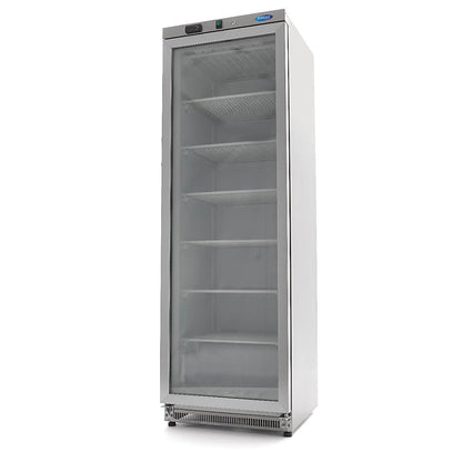 Maxima Freezer 400L with Glass Door - 6 Fixed Shelves - Stainless Steel - RVSVoordeel