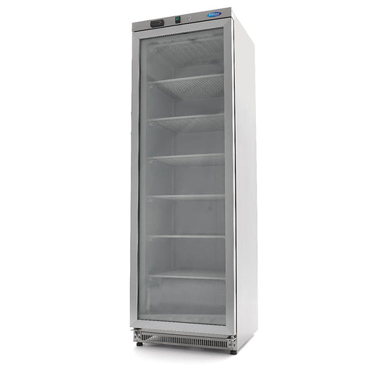 Maxima Freezer 400L with Glass Door - 6 Fixed Shelves - Stainless Steel - RVSVoordeel