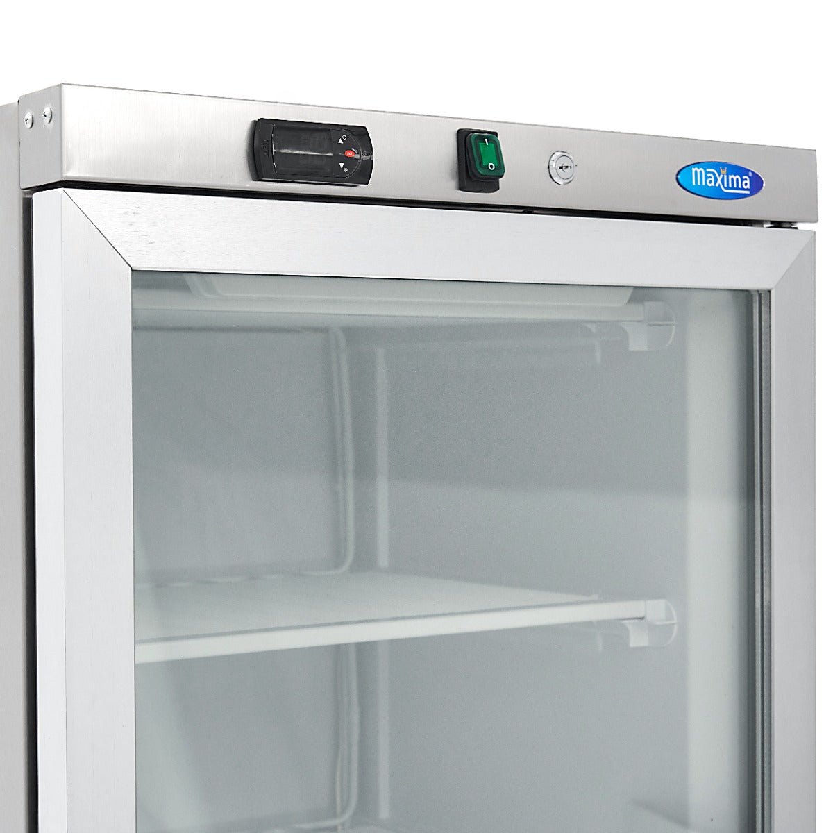 Maxima Freezer 400L with Glass Door - 6 Fixed Shelves - Stainless Steel - RVSVoordeel