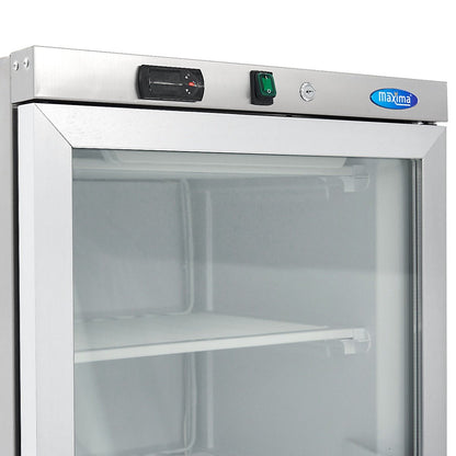 Maxima Freezer 400L with Glass Door - 6 Fixed Shelves - Stainless Steel - RVSVoordeel