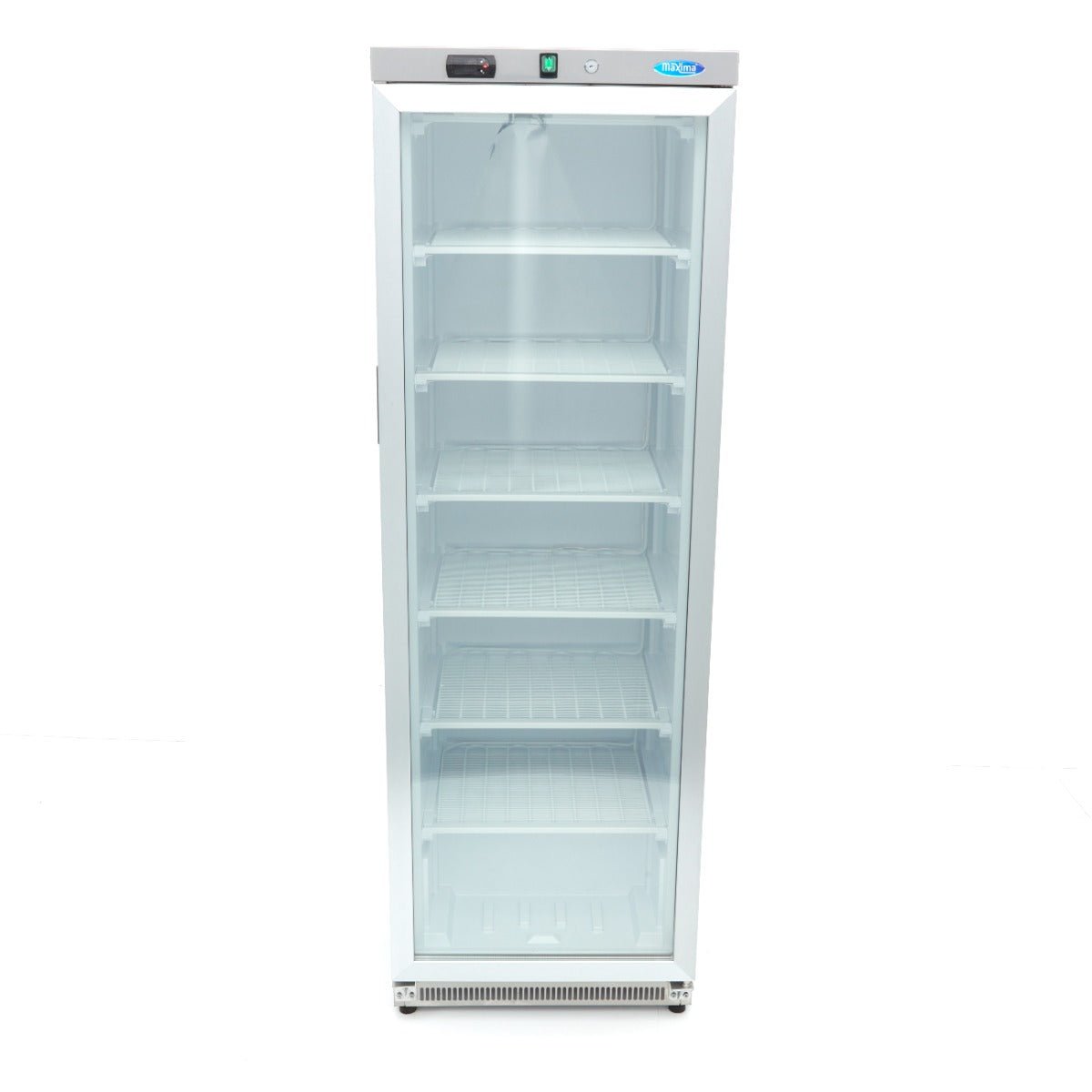 Maxima Freezer 400L with Glass Door - 6 Fixed Shelves - Stainless Steel - RVSVoordeel