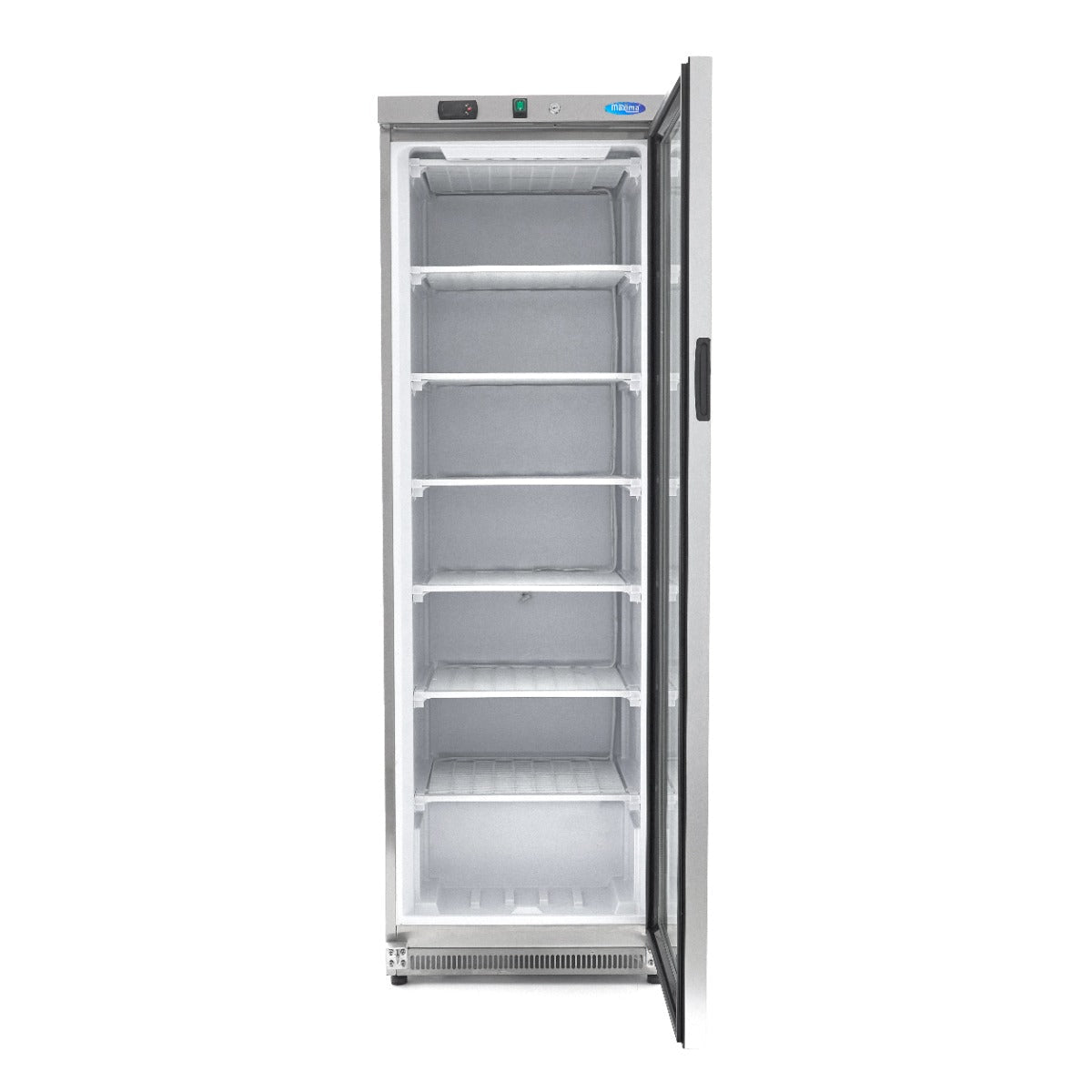 Maxima Freezer 400L with Glass Door - 6 Fixed Shelves - Stainless Steel - RVSVoordeel
