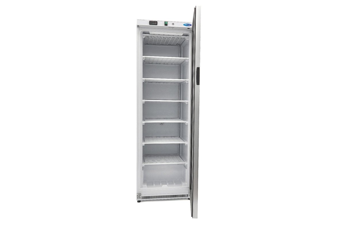 Maxima Freezer 400L with Glass Door - 6 Fixed Shelves - White - RVSVoordeel