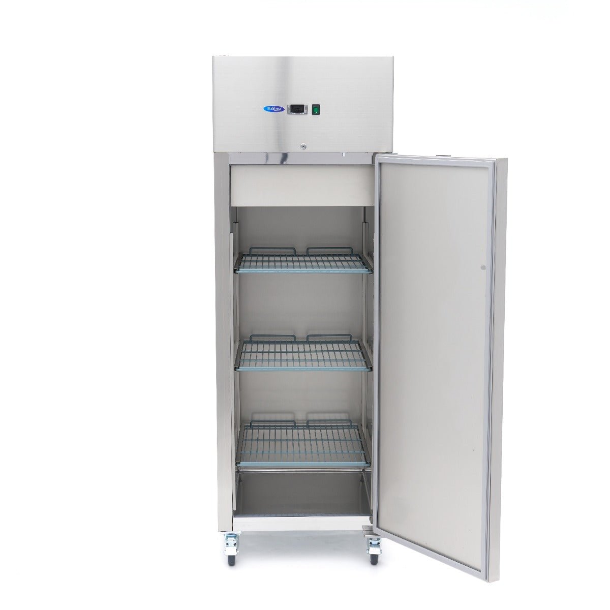Maxima Freezer 600L on Wheels - 3 Adjustable Shelves (2/1 GN) - Stainless Steel - RVSVoordeel