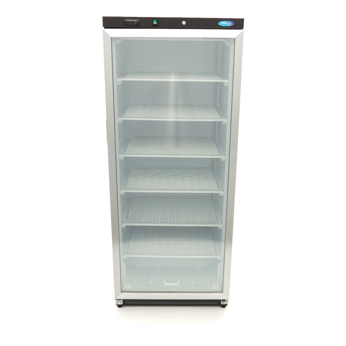 Maxima Freezer 600L with Glass Door - 6 Fixed Shelves - Black - RVSVoordeel