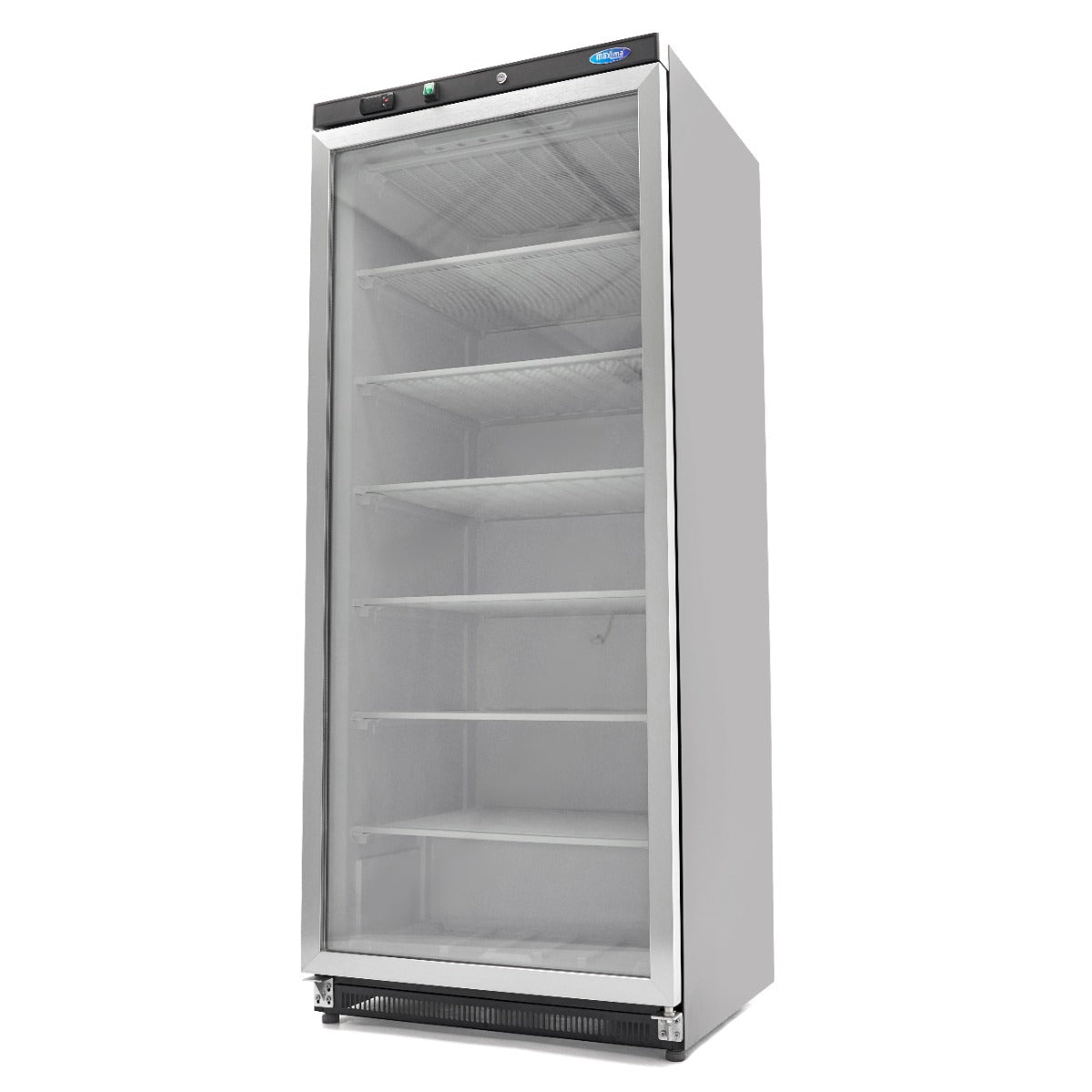 Maxima Freezer 600L with Glass Door - 6 Fixed Shelves - Black - RVSVoordeel