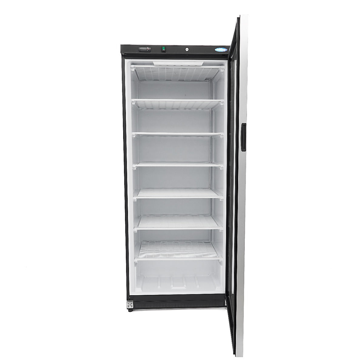 Maxima Freezer 600L with Glass Door - 6 Fixed Shelves - Black - RVSVoordeel