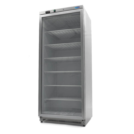 Maxima Freezer 600L with Glass Door - 6 Fixed Shelves - Stainless Steel - RVSVoordeel