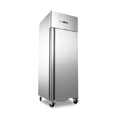 Maxima Freezer 700L on Wheels - 3 Adjustable Shelves (2/1 GN) - Stainless Steel - RVSVoordeel