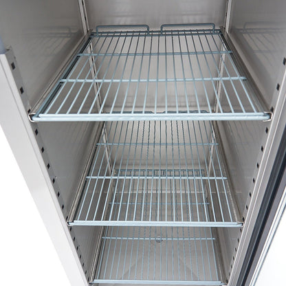 Maxima Freezer 700L with Glass door - 3 Adjustable Shelves (2/1 GN) - on Wheels - Stainless Steel - RVSVoordeel