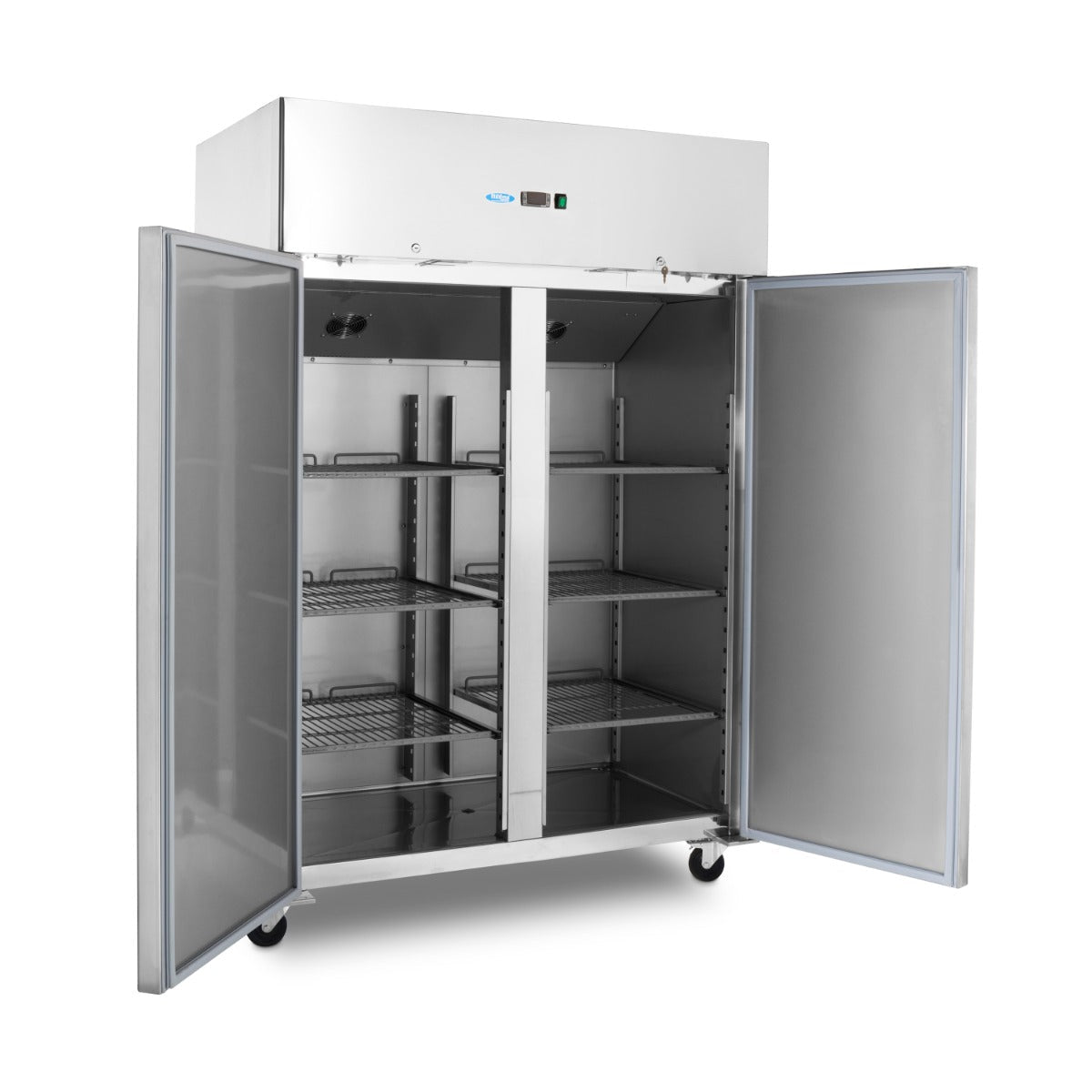 Maxima Freezer 800L on Wheels - 6 Adjustable Shelves - Stainless Steel - RVSVoordeel