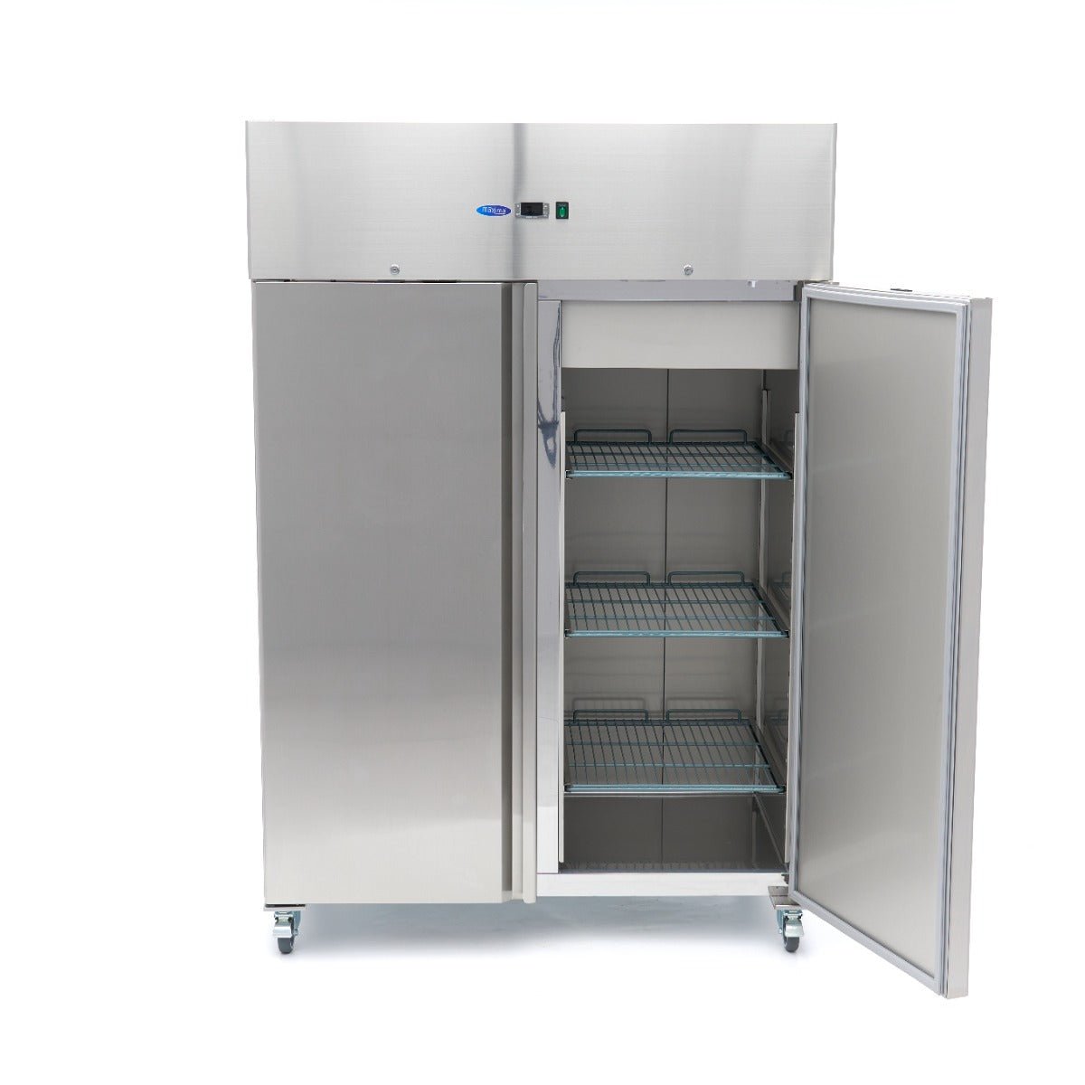 Maxima Fridge 1200L on Wheels - 6 Adjustable Shelves (2/1 GN) - Stainless Steel - RVSVoordeel